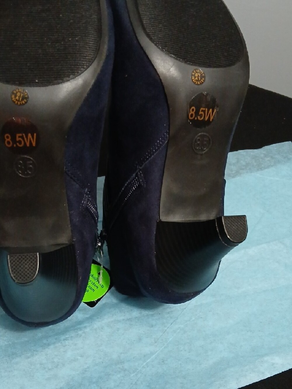 East 5th Navy Suede-Look Ankle Booties with Decorative Straps NWT - Picture 5 of 8